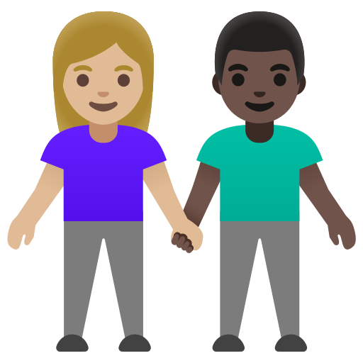 Woman And Man Holding Hands Medium Light Skin Tone Dark Skin Tone Emoji