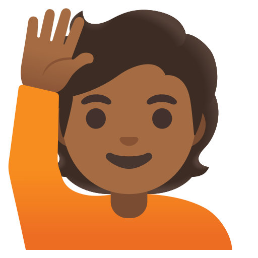 ?? Person Raising Hand: Medium-dark Skin Tone Emoji