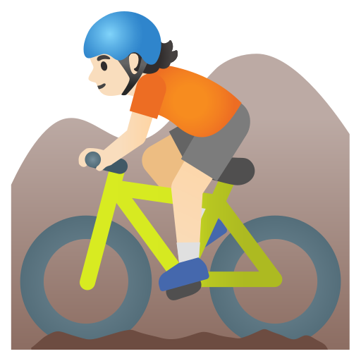 Ciclista Di Mountain Bike Carnagione Chiara Emoji