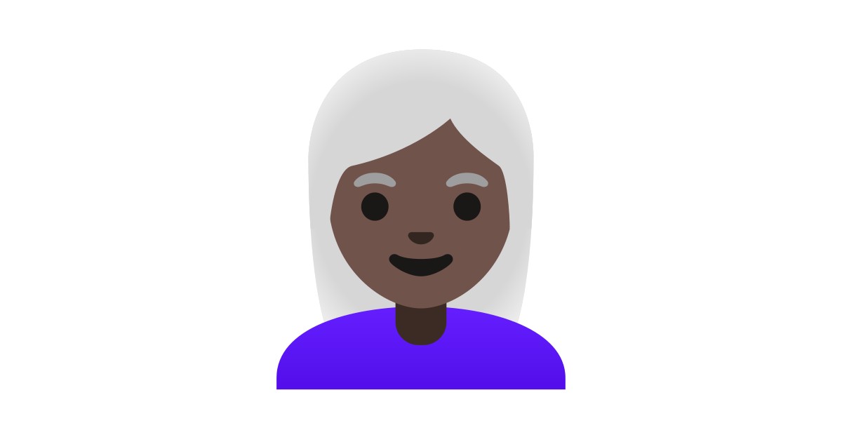 👩🏿‍🦳 Woman Dark Skin Tone, White Hair Emoji