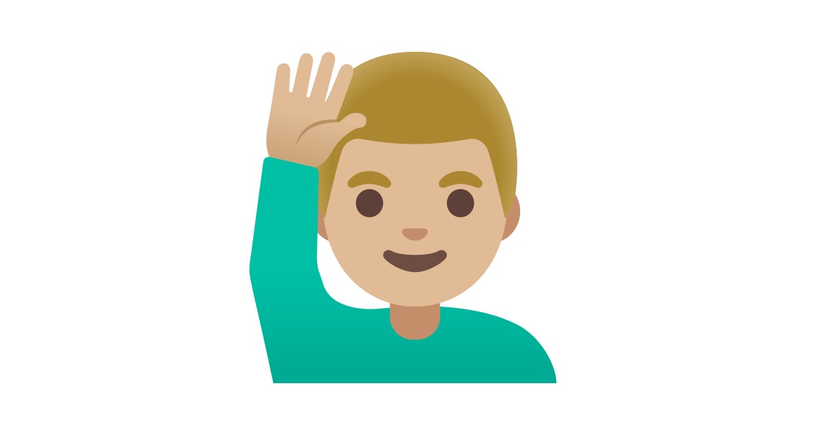    Homme Qui L ve La Main  Peau Moyennement Claire Emoji 