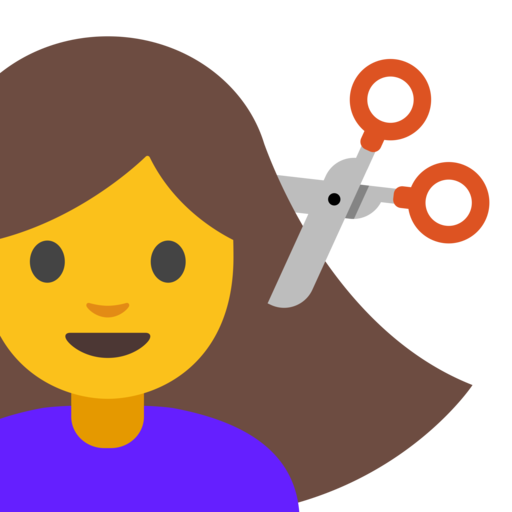Desenho de Mulher cortando emoji de cabelo para colorir