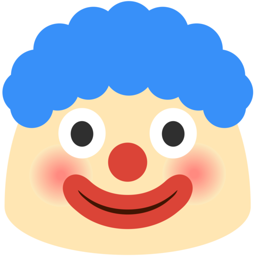 Palhaço emoji com cabelo azul