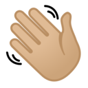 Android Oreo; U+1F44B U+1F3FC; Emoji