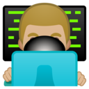 Android Oreo; U+1F468 U+1F3FC U+200D U+1F4BB; Emoji