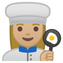 Android Oreo; U+1F469 U+1F3FC U+200D U+1F373; Emoji