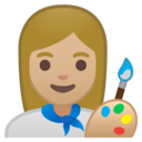 Android Oreo; U+1F469 U+1F3FC U+200D U+1F3A8; Emoji