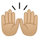 Android Oreo; U+1F64C U+1F3FC; Emoji