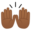 Android Oreo; U+1F64C U+1F3FE; Emoji