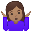 Android Oreo; U+1F937 U+1F3FD U+200D U+2640 U+FE0F; Emoji