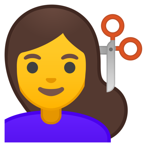 Desenho de Mulher cortando emoji de cabelo para colorir