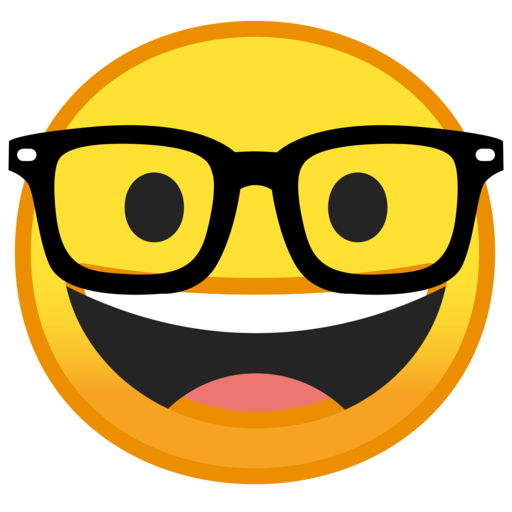 smiley face with nerd glasses