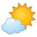 Android Pie; U+1F324 U+FE0F; Emoji