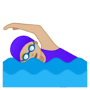 Android Pie; U+1F3CA U+1F3FC U+200D U+2640 U+FE0F; Emoji