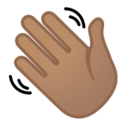 Android Pie; U+1F44B U+1F3FD; Emoji
