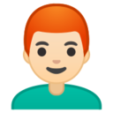 Android Pie; U+1F468 U+1F3FB U+200D U+1F9B0; Emoji