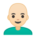 Android Pie; U+1F468 U+1F3FB U+200D U+1F9B2; Emoji