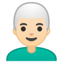 Android Pie; U+1F468 U+1F3FB U+200D U+1F9B3; Emoji