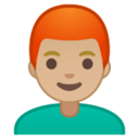 Android Pie; U+1F468 U+1F3FC U+200D U+1F9B0; Emoji