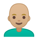 Android Pie; U+1F468 U+1F3FC U+200D U+1F9B2; Emoji