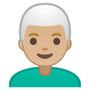 Android Pie; U+1F468 U+1F3FC U+200D U+1F9B3; Emoji