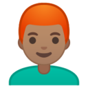 Android Pie; U+1F468 U+1F3FD U+200D U+1F9B0; Emoji