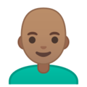 Android Pie; U+1F468 U+1F3FD U+200D U+1F9B2; Emoji