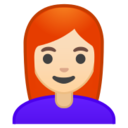 Android Pie; U+1F469 U+1F3FB U+200D U+1F9B0; Emoji
