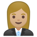 Android Pie; U+1F469 U+1F3FC U+200D U+1F4BC; Emoji