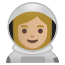 Android Pie; U+1F469 U+1F3FC U+200D U+1F680; Emoji