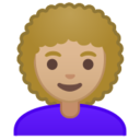 Android Pie; U+1F469 U+1F3FC U+200D U+1F9B1; Emoji