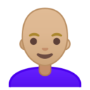 Android Pie; U+1F469 U+1F3FC U+200D U+1F9B2; Emoji