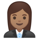Android Pie; U+1F469 U+1F3FD U+200D U+1F4BC; Emoji