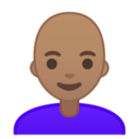 Android Pie; U+1F469 U+1F3FD U+200D U+1F9B2; Emoji