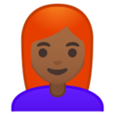 Android Pie; U+1F469 U+1F3FE U+200D U+1F9B0; Emoji