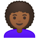 Android Pie; U+1F469 U+1F3FE U+200D U+1F9B1; Emoji