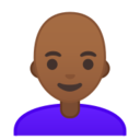 Android Pie; U+1F469 U+1F3FE U+200D U+1F9B2; Emoji