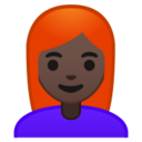 Android Pie; U+1F469 U+1F3FF U+200D U+1F9B0; Emoji