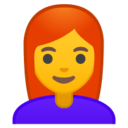 Android Pie; U+1F469 U+200D U+1F9B0; Emoji