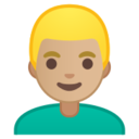 Android Pie; U+1F471 U+1F3FC U+200D U+2642 U+FE0F; Emoji