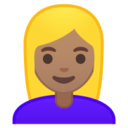 Android Pie; U+1F471 U+1F3FD U+200D U+2640 U+FE0F; Emoji