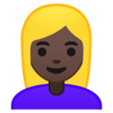 Android Pie; U+1F471 U+1F3FF U+200D U+2640 U+FE0F; Emoji