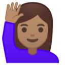 Android Pie; U+1F64B U+1F3FD; Emoji