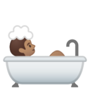 Android Pie; U+1F6C0 U+1F3FD; Emoji