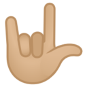 Android Pie; U+1F91F U+1F3FC; Eu Te Amo Mão Gesto: Pele Clara Média Emoji