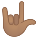 Android Pie; U+1F91F U+1F3FD; Eu Te Amo Mão Gesto: Pele Bronzeada Emoji