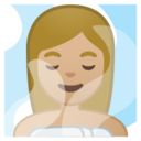 Android Pie; U+1F9D6 U+1F3FC; Person im Dampfbad : Hauttyp 3 Emoji