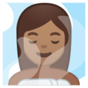 Android Pie; U+1F9D6 U+1F3FD U+200D U+2640 U+FE0F; Mujer En Cuarto De Vapor: Color De Piel 4 Emoji
