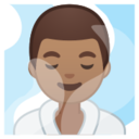 Android Pie; U+1F9D6 U+1F3FD U+200D U+2642 U+FE0F; Hombre En Cuarto De Vapor: Color De Piel 4 Emoji