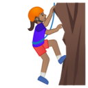 Android Pie; U+1F9D7 U+1F3FD U+200D U+2640 U+FE0F; Mujer Escalando: Color De Piel 4 Emoji